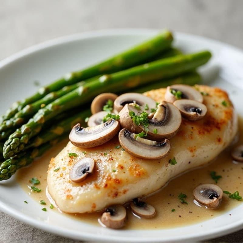 Creamy Truffle Mushroom Chicken with Roasted Asparagus