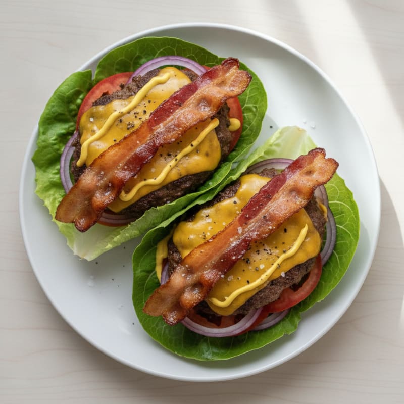Clean Double Bacon Cheeseburger Lettuce Wraps