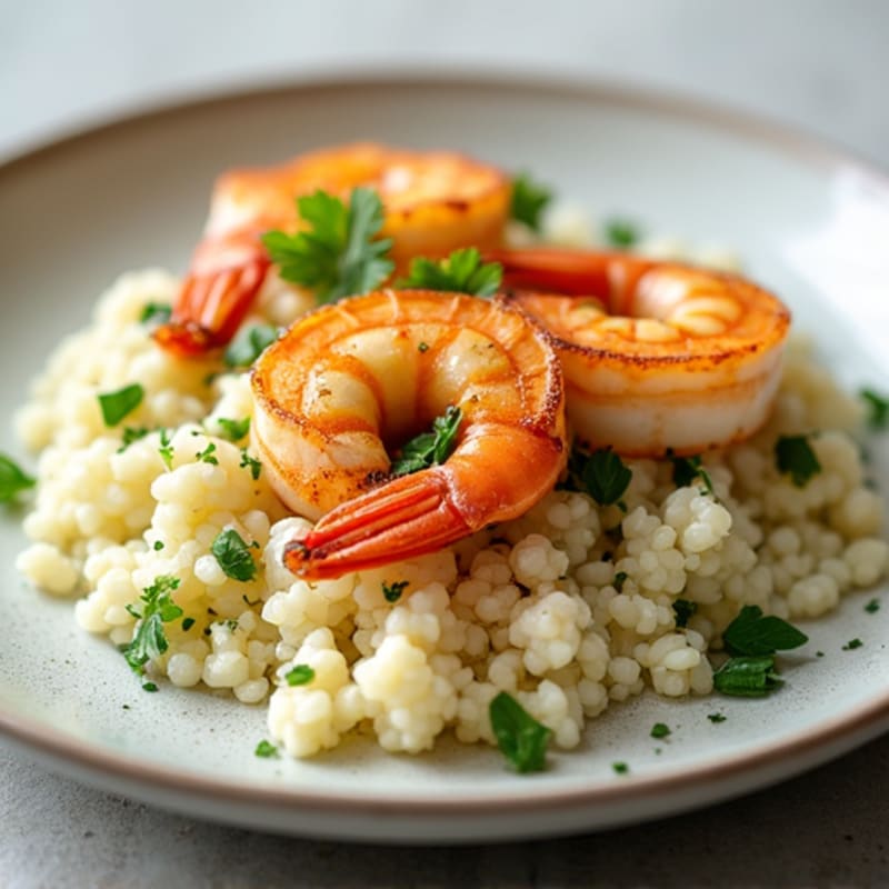 Garlic-Lemon Pan Seared Prawns with Herb Cauliflower Rice