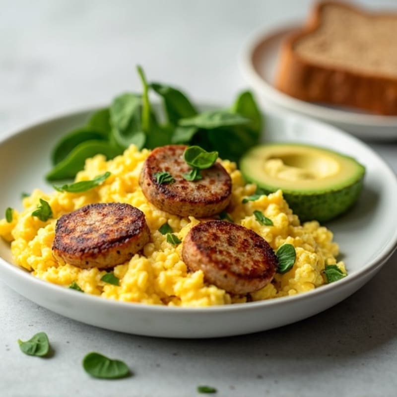 Egg White and Turkey Sausage Scramble with Spinach