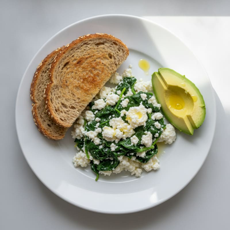Scrambled Egg Whites with Spinach and Cottage Cheese
