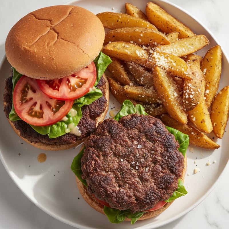 Smash Burgers with Garlic Parmesan Fries