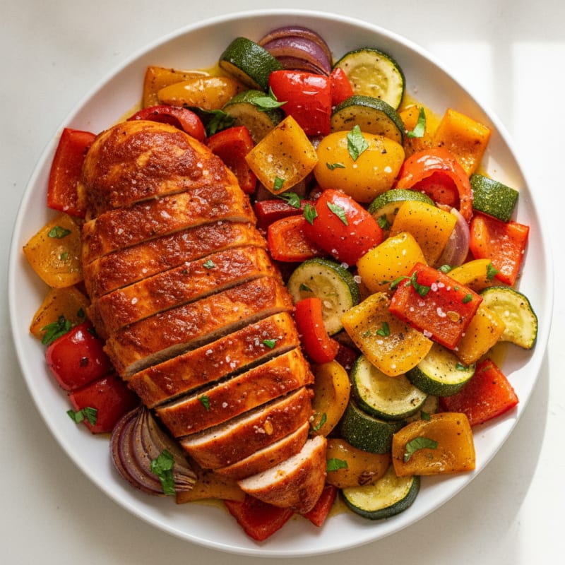 Spicy Harissa Chicken with Roasted Vegetables