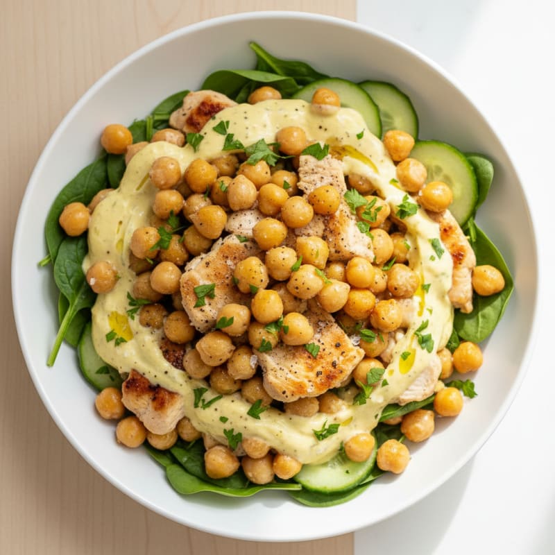 Creamy Zesty Lemon-Herb Chickpea Bowl