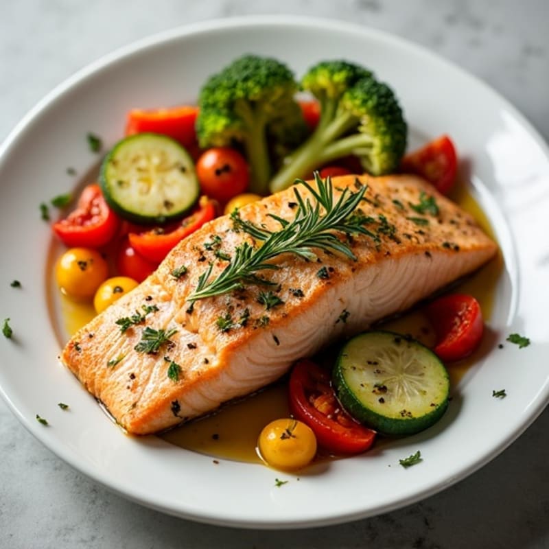 Herb-Crusted Baked Salmon with Roasted Vegetables