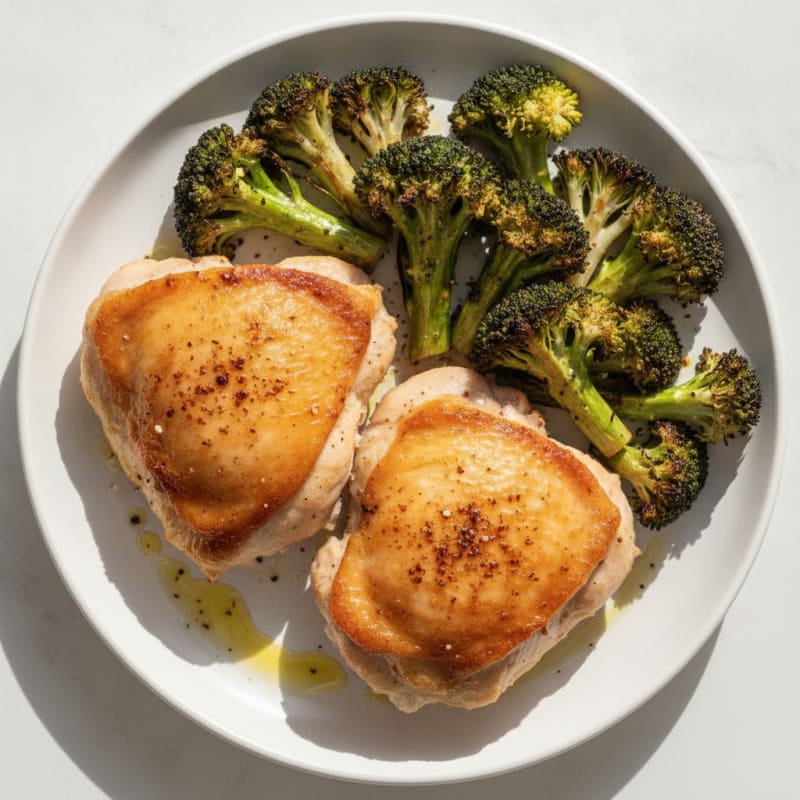 Oven-Baked Chicken Thighs with Roasted Broccoli