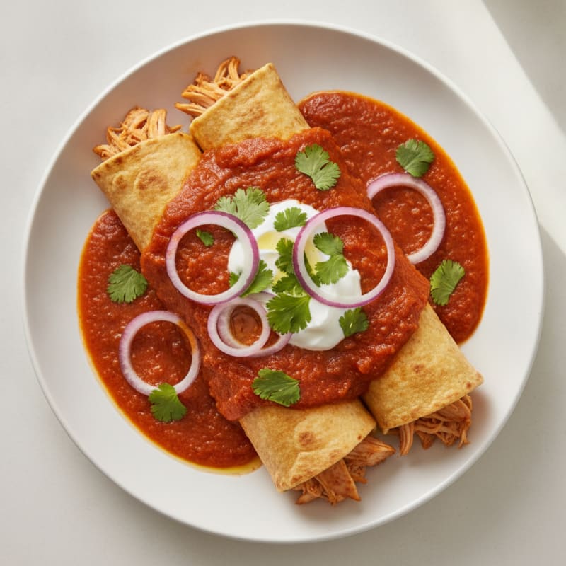 Chicken Enchiladas with Red Chili Sauce