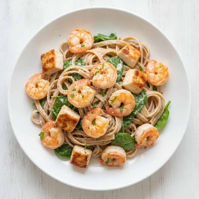 Chicken and Shrimp Alfredo Fettuccine