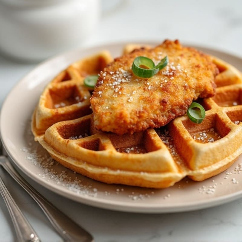 Crispy Baked Chicken with Almond Flour Waffles