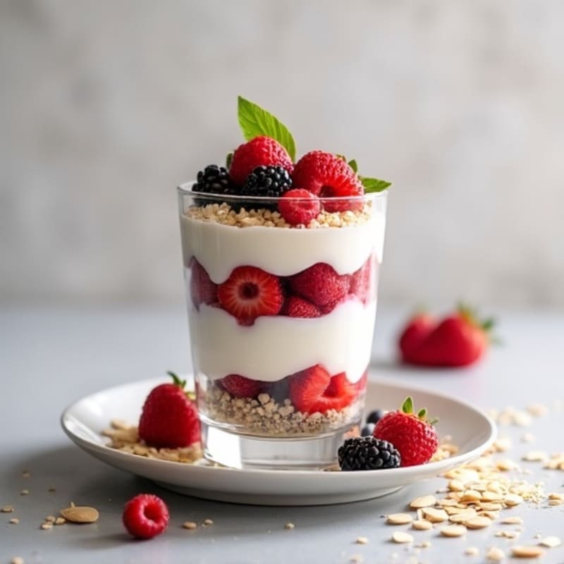 Silky Greek Yogurt Protein Parfait with Mixed Berries