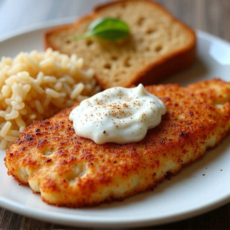 Crispy Blackened Catfish with Lemon Garlic Sauce