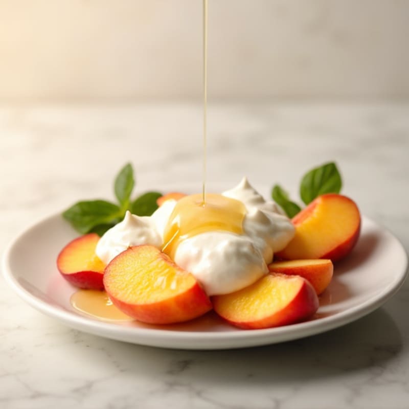 Silky Greek Yogurt with Sliced Peaches