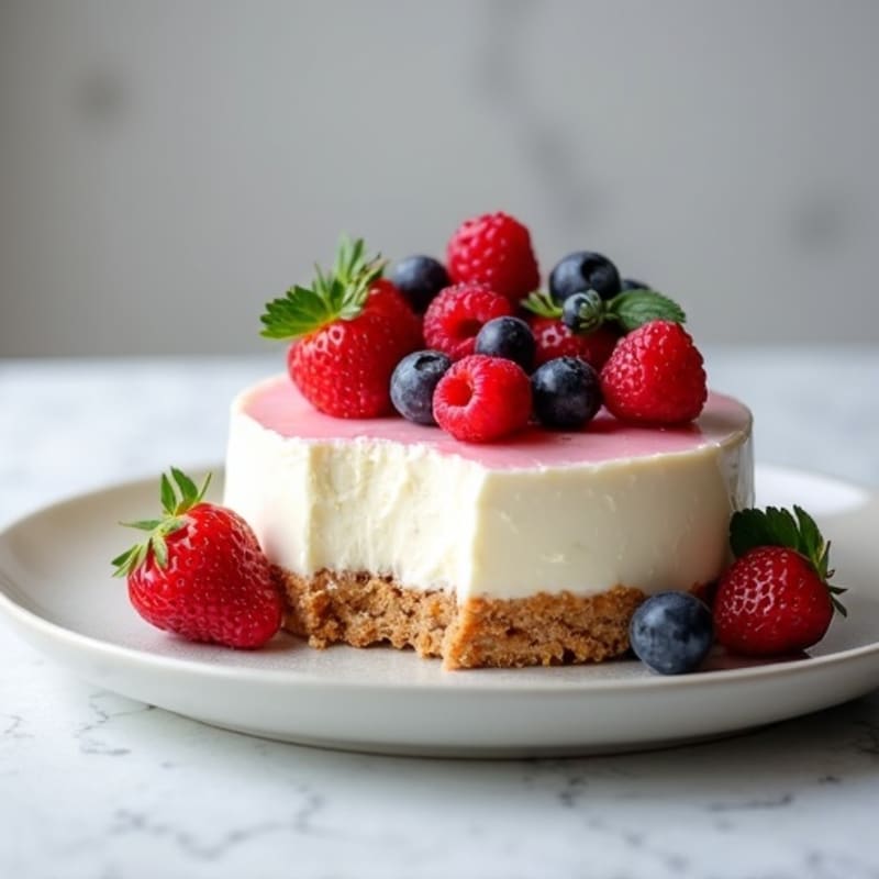 Greek Yogurt Protein Cheesecake with Mixed Berries