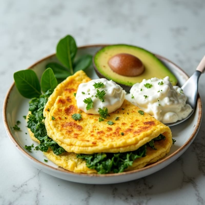 Egg White Spinach Omelet with Cottage Cheese