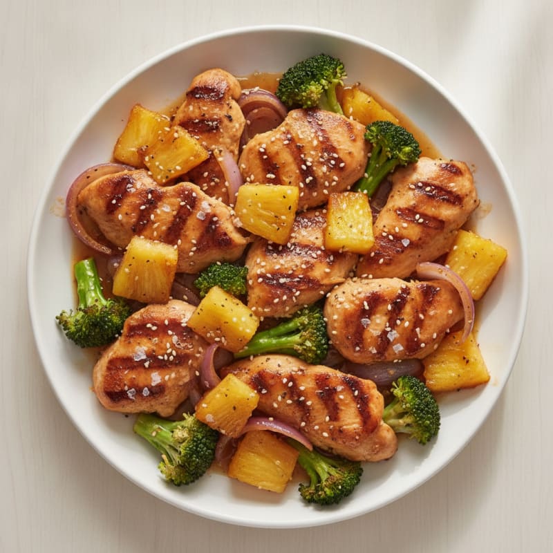 Sesame-Ginger Chicken with Roasted Pineapple