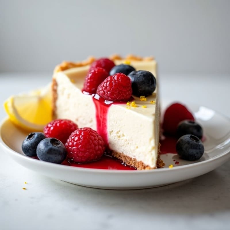 Greek Yogurt Protein Cheesecake with Mixed Berries