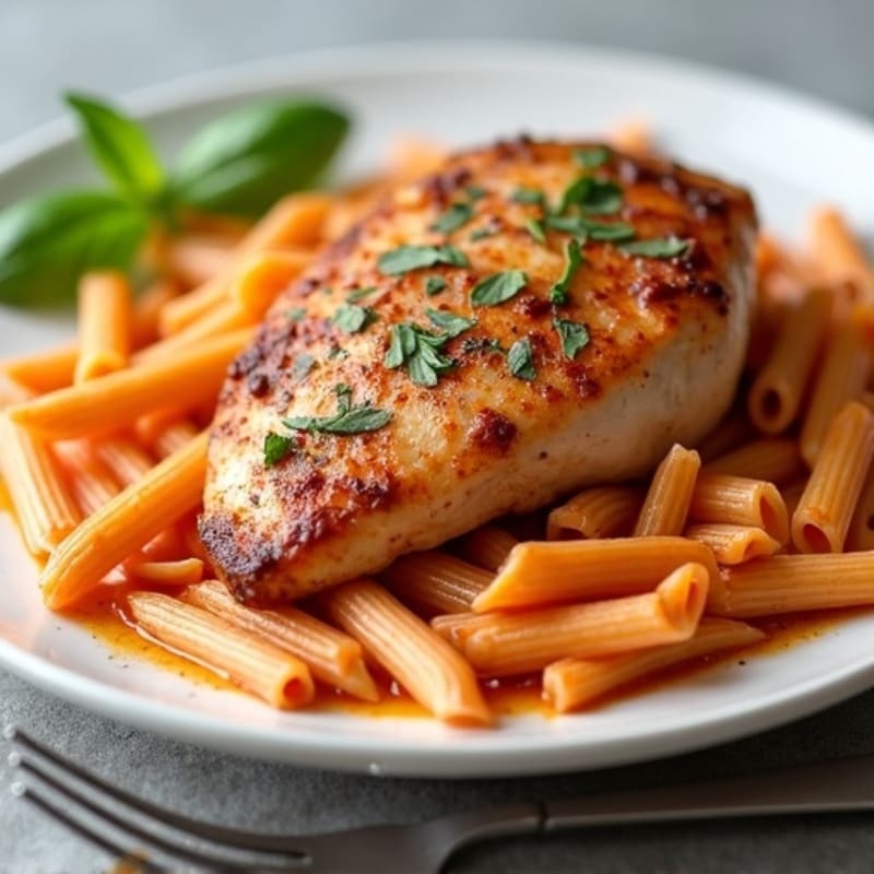 Pan-Seared Chicken with Creamy Tomato Penne