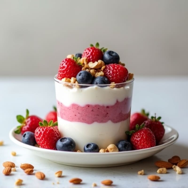 Greek Yogurt Protein Parfait with Mixed Berries and Almonds