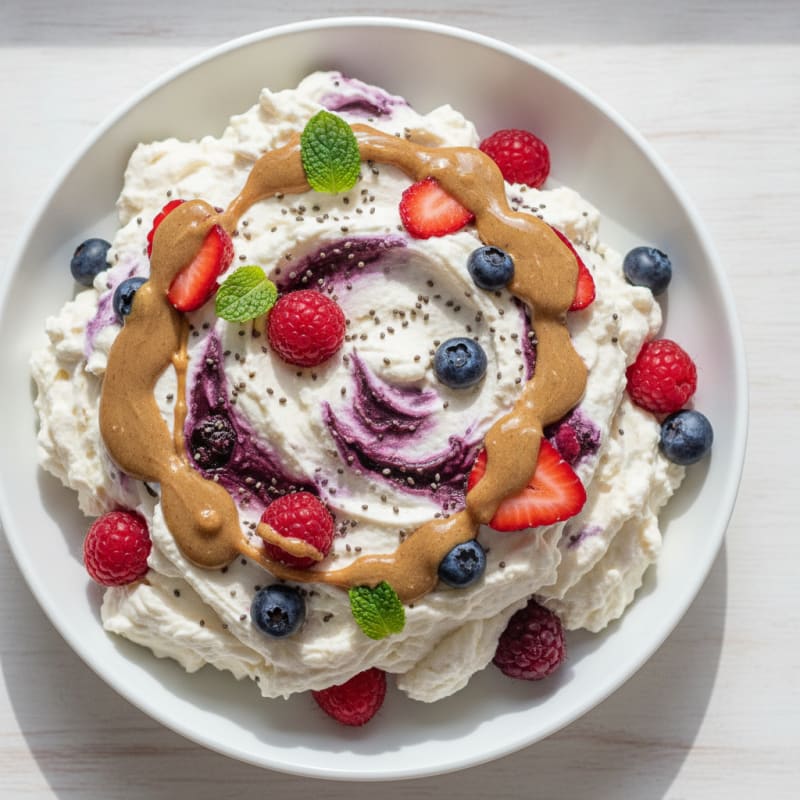 Silky Greek Yogurt Protein Mousse with Mixed Berries