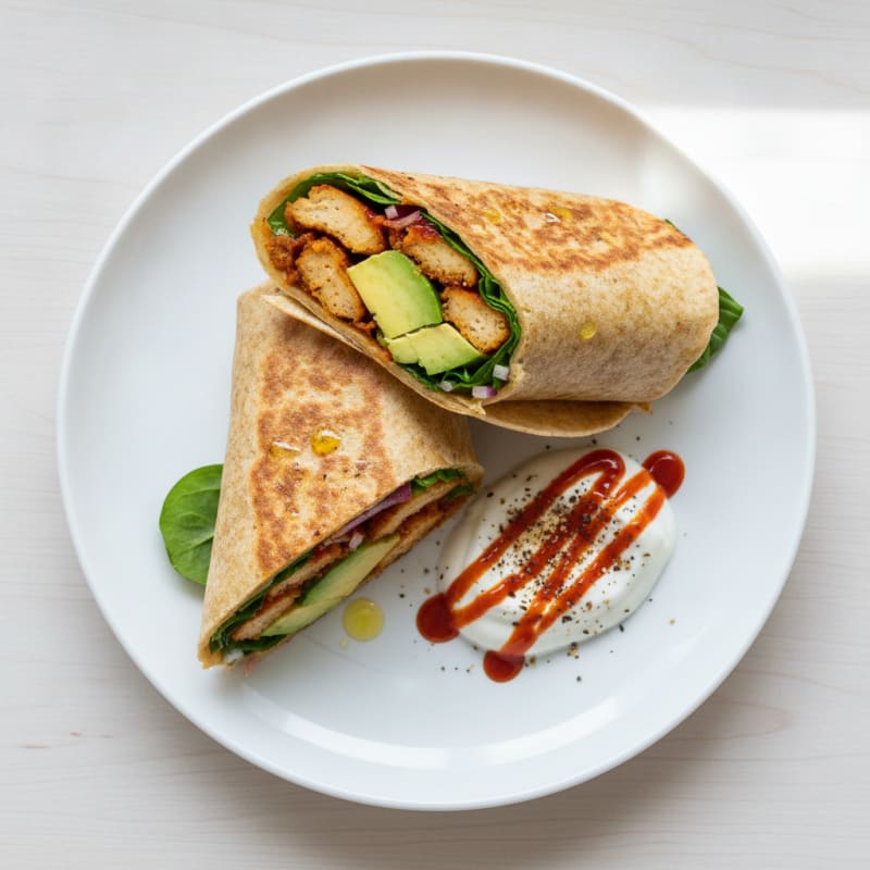 Spicy MorningStar Chicken Avocado Wrap