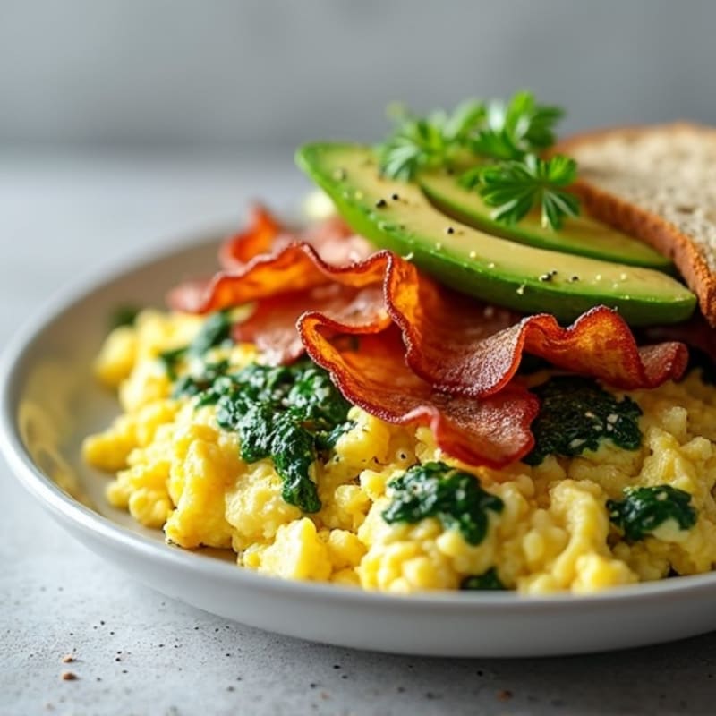 Egg White Scramble with Spinach and Turkey Bacon