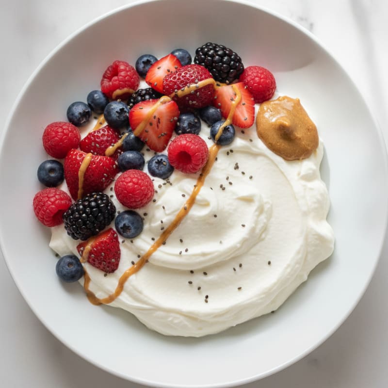Silky Greek Yogurt Protein Mousse with Mixed Berries