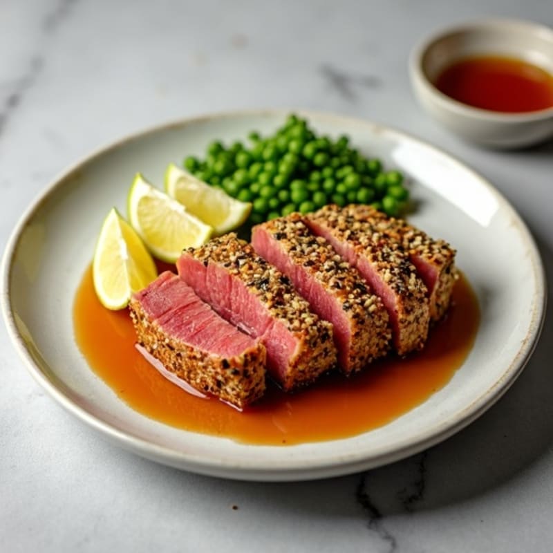 Sesame-Crusted Seared Ahi Tuna with Ginger-Lime Sauce