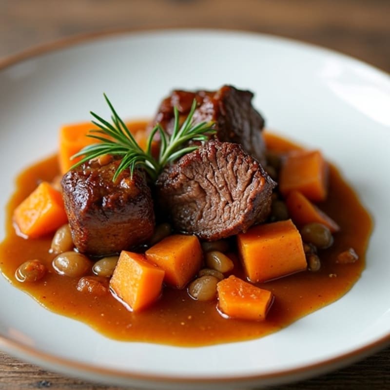 Aromatic Braised Lamb with Sweet Potato and Apricots