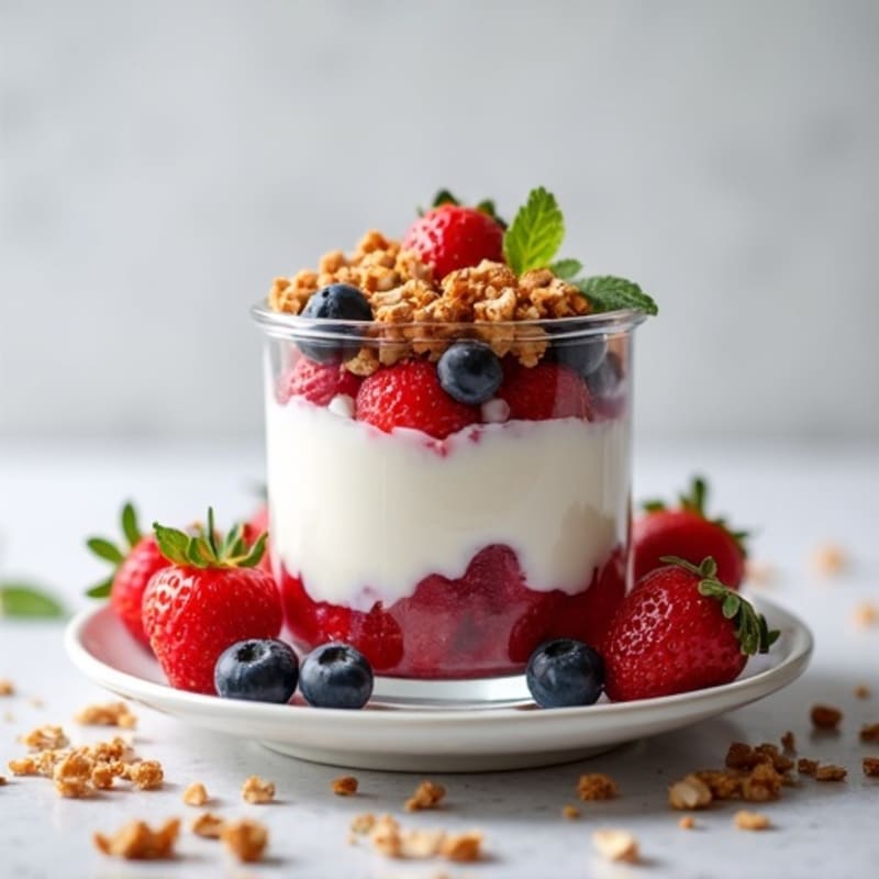 Greek Yogurt Protein Parfait with Mixed Berries and Almonds
