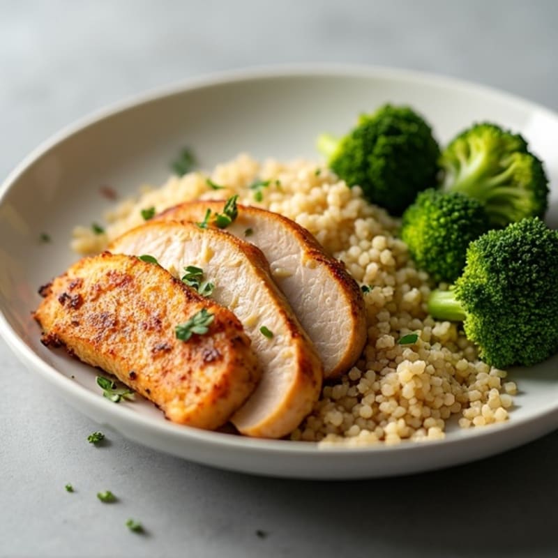 Seared Turkey Breast with Roasted Broccoli and Quinoa