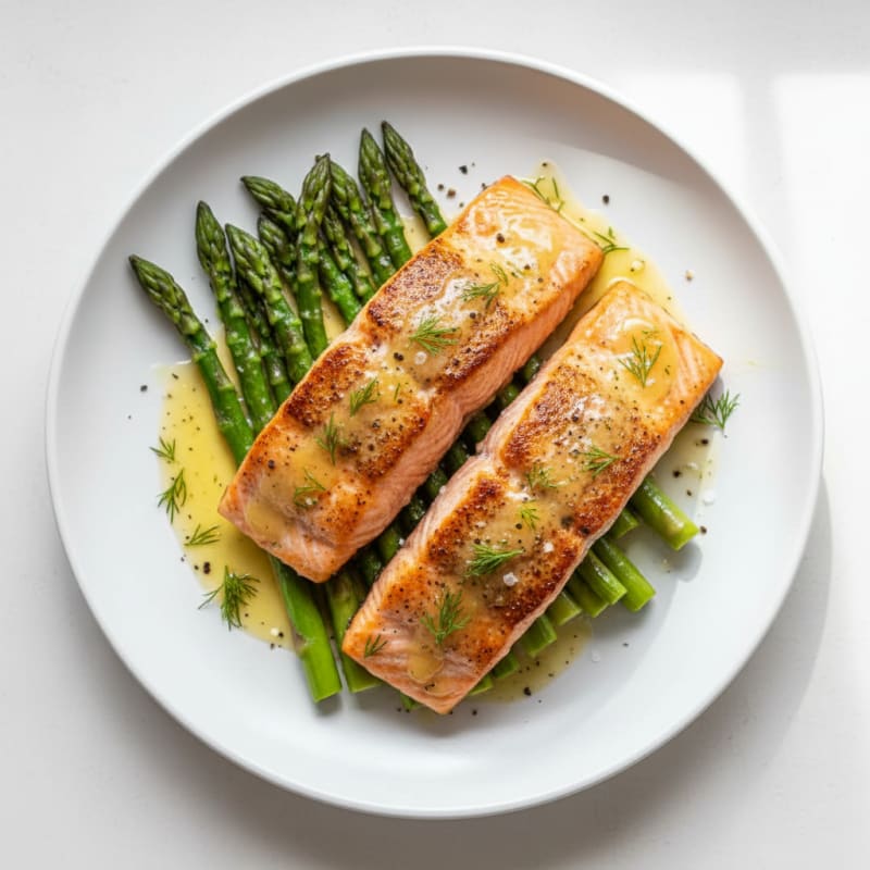 Baked Salmon with Lemon-Dill Asparagus