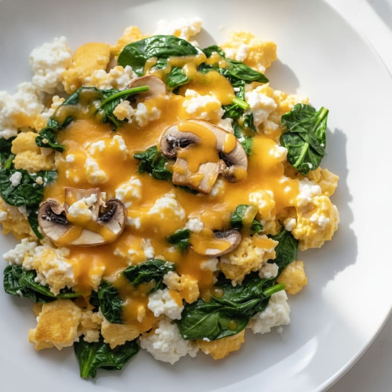 Egg White Scramble with Cabot Cheddar and Spinach