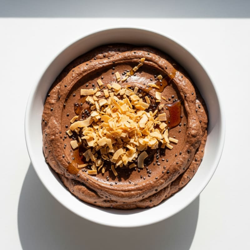 Silky Chocolate Protein Pudding with Toasted Coconut