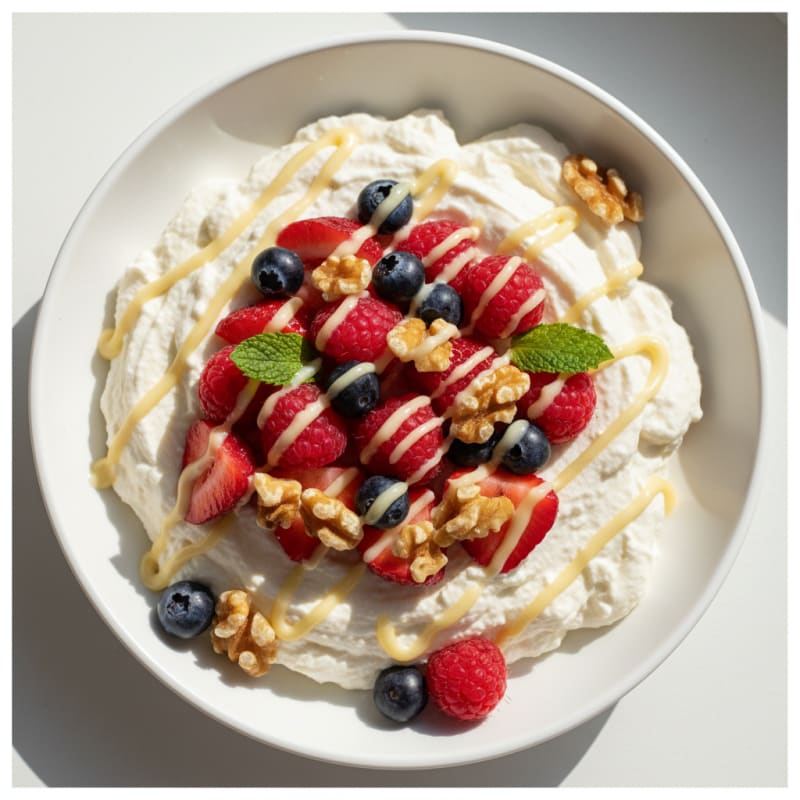 Greek Yogurt Protein Mousse with Mixed Fruit