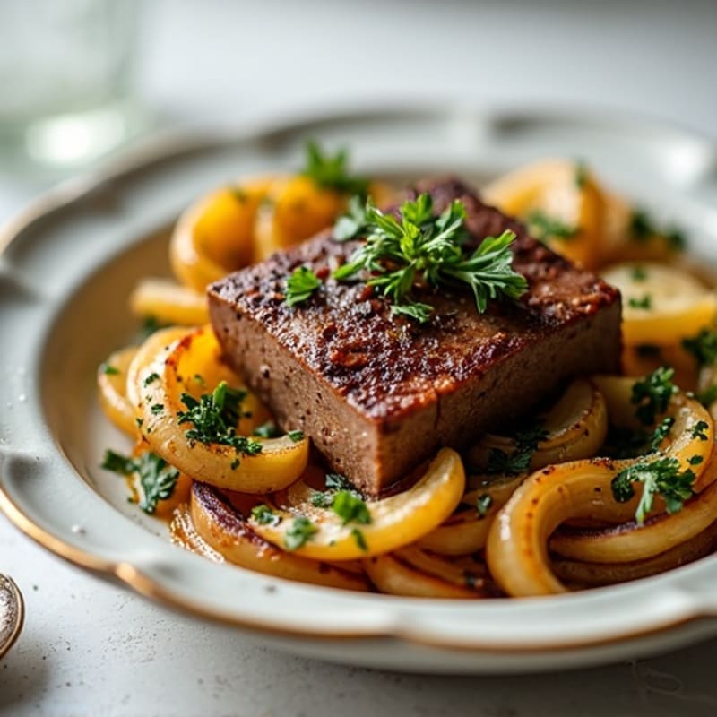 Pan-Seared Garlic Herb Liver with Caramelized Onions
