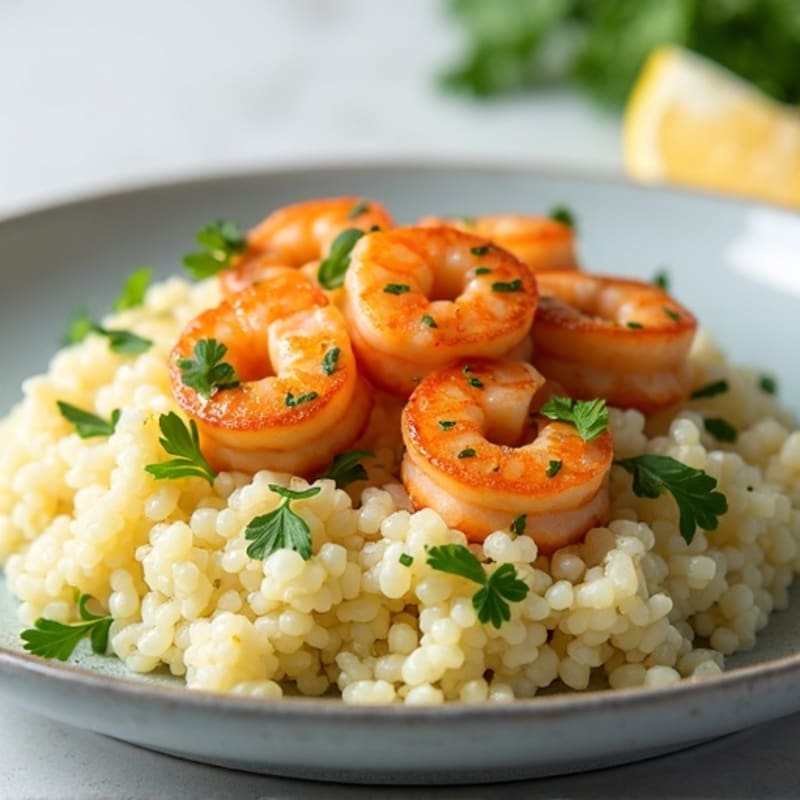 Garlic-Lemon Pan Seared Shrimp with Herb Cauliflower Rice