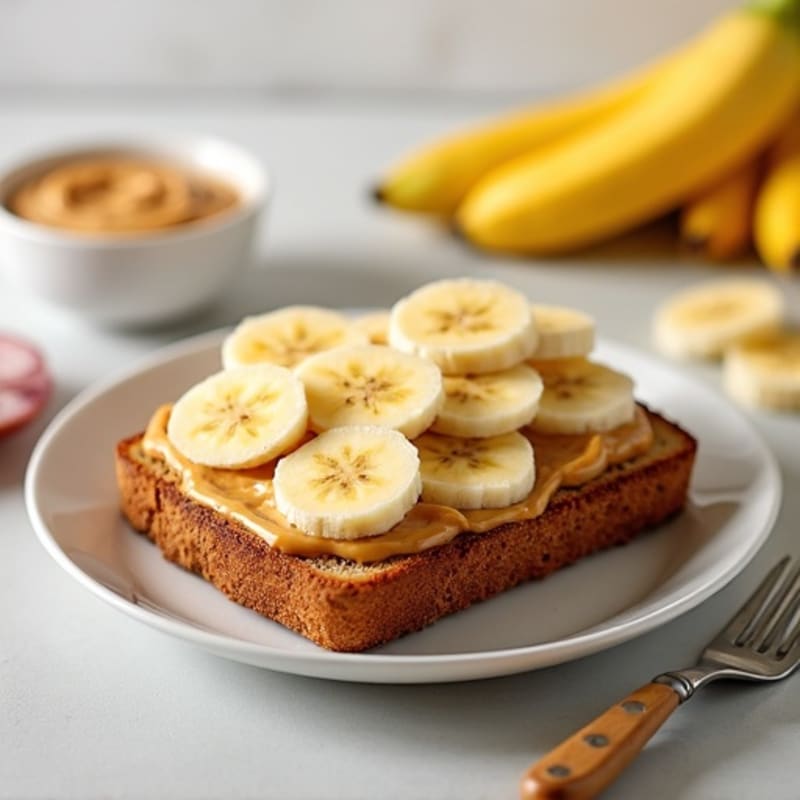 Creamy Peanut Butter Whole Grain Toast with Sliced Banana (Protein-Enhanced)
