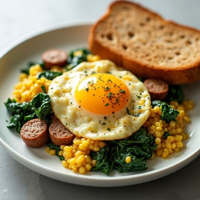 Egg White Scramble with Turkey Sausage and Spinach