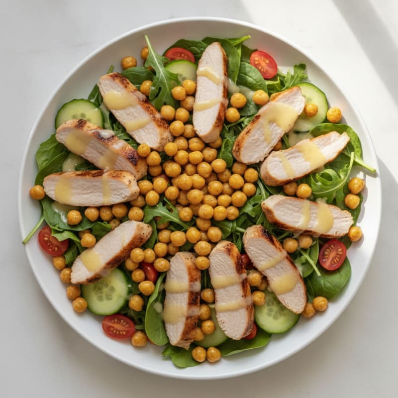 Grilled Turkey Breast Salad with Roasted Chickpeas