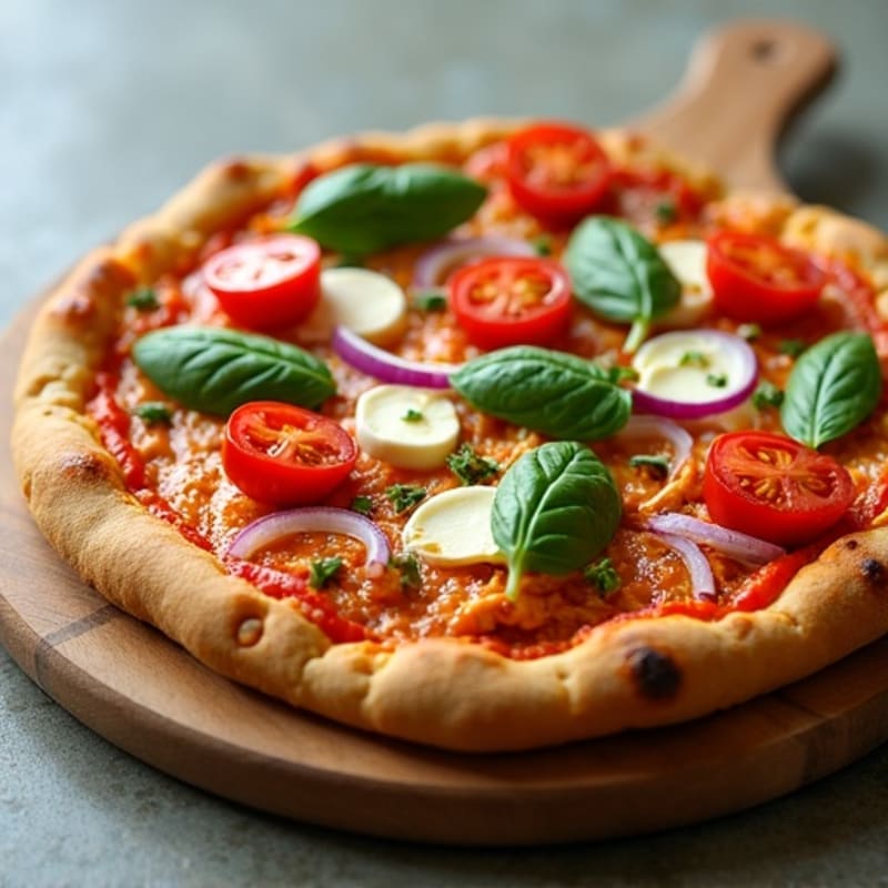 Buffalo Chicken Pizza with Fresh Vegetables