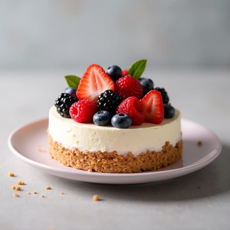 Silky Protein Cheesecake with Greek Yogurt and Fresh Berries
