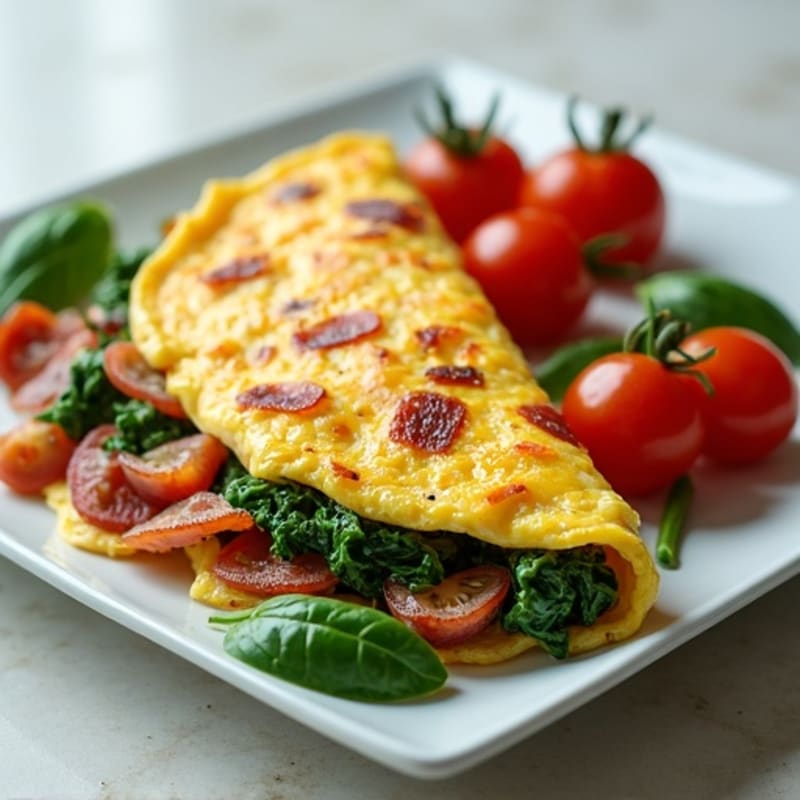 Egg White Scramble with Spinach, Turkey Bacon & Fresh Tomatoes