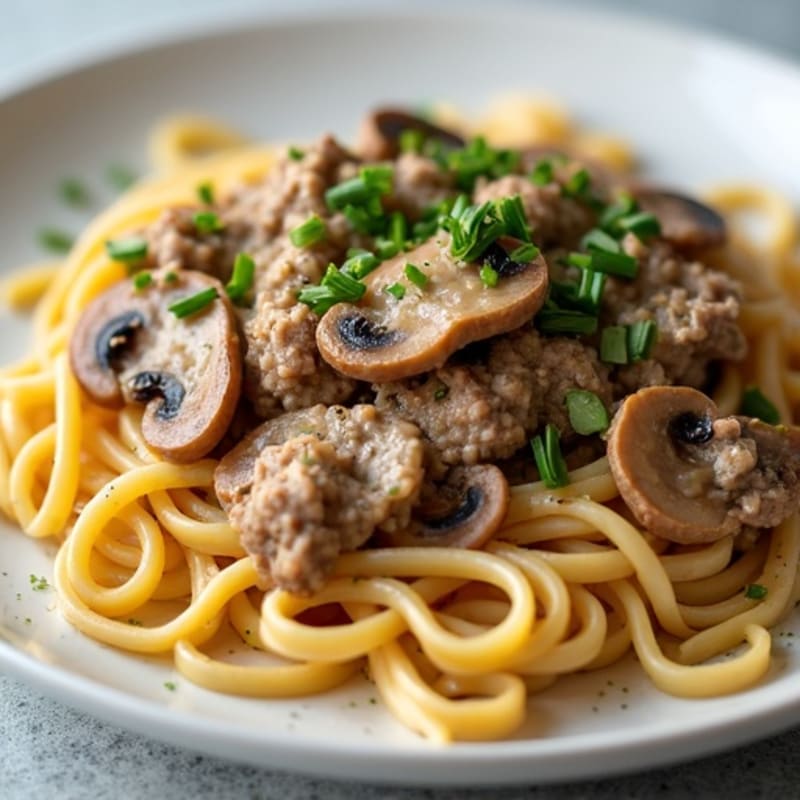 Creamy Sirloin Beef and Mushroom Noodles