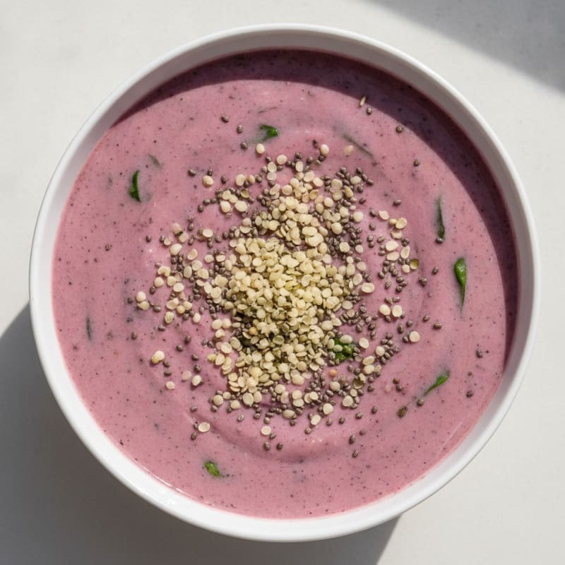 Silky Tofu Berry Smoothie Bowl with Hemp Seeds