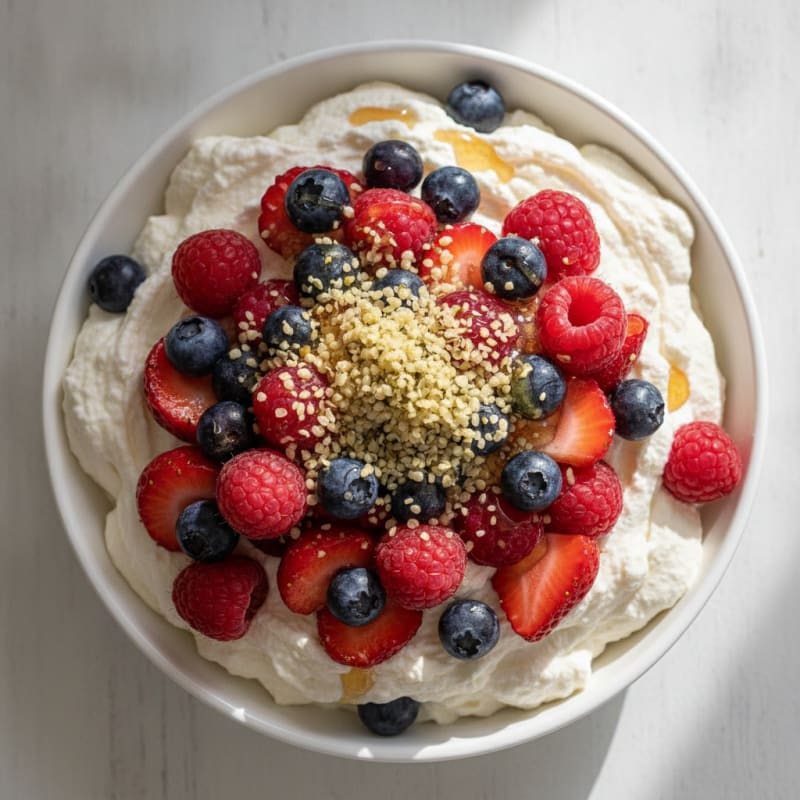 Greek Yogurt Protein Mousse with Mixed Berries