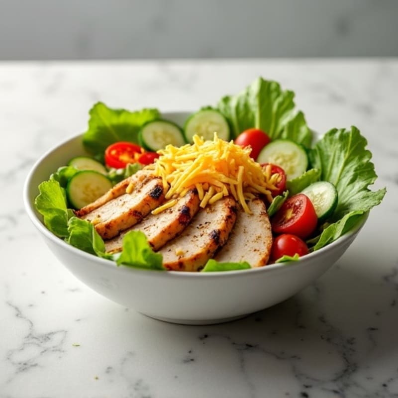 Crispy Grilled Chicken Salad with Fresh Vegetables and Cheese