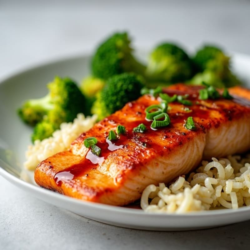 Crispy Teriyaki Glazed Salmon with Roasted Broccoli