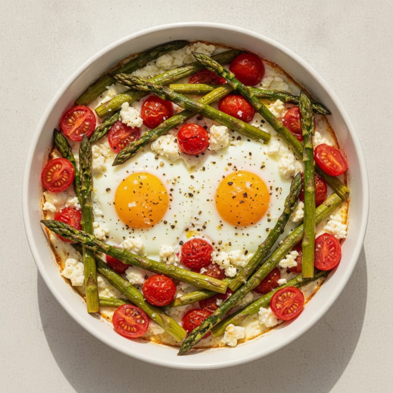 Baked Eggs with Roasted Asparagus