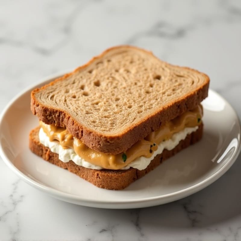 Creamy Peanut Butter and Whipped Cottage Cheese Sandwich