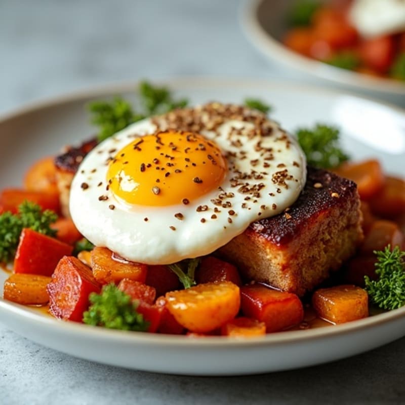 Crispy Roasted Pork Belly with Roasted Root Vegetables